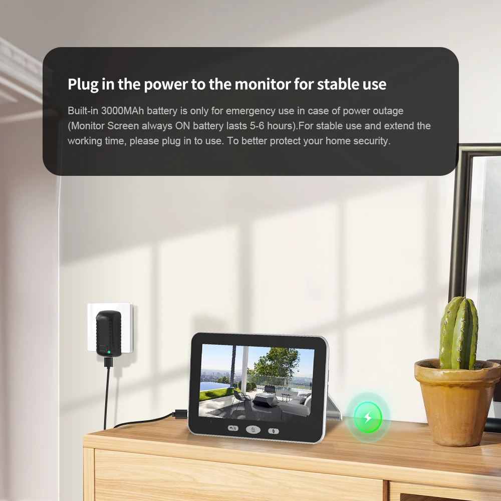 Sdd11a2e1a5d5482798ed56ee66cea145h Tuya Wireless Video Doorbell Outdoor 5' Sreen Smart Life Intercom Battery in- PIR motion 2.4G WiFi, Two-Way Talk, Night Vision