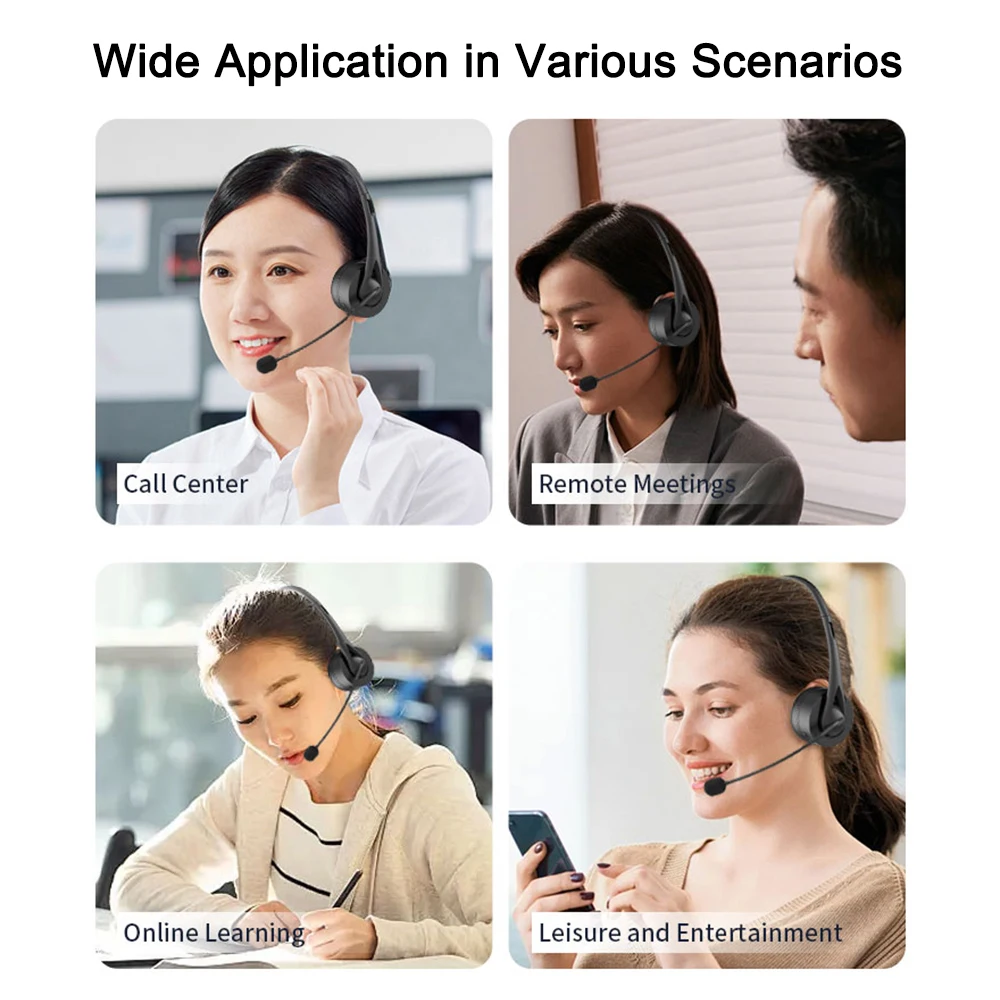 Sdff504f3ebdf48b098e02ac7701df1ad8 Casque Bluetooth 5.3 avec micro, réduction de bruit, mains libres, HiFi sans perte, sans fil, pour centre d'appels bureau PC
