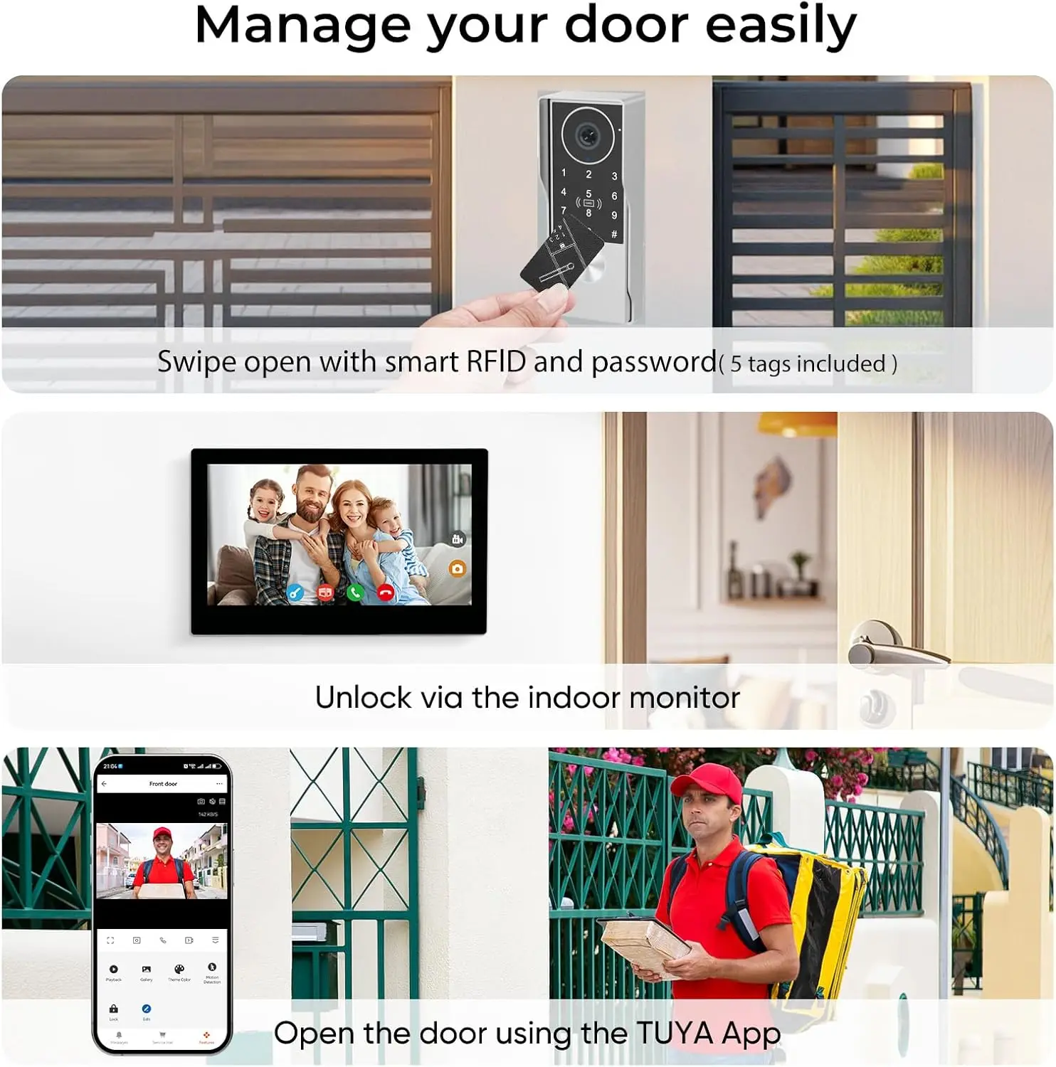 Se0b56612da8440c2b5d111aafb2bee45v 2-Wire TUYA Smart Video intercom doorbell 1080P Waterproof Camera 5G Wifi 7/10inch Touch Screen Support Password Inductive Card