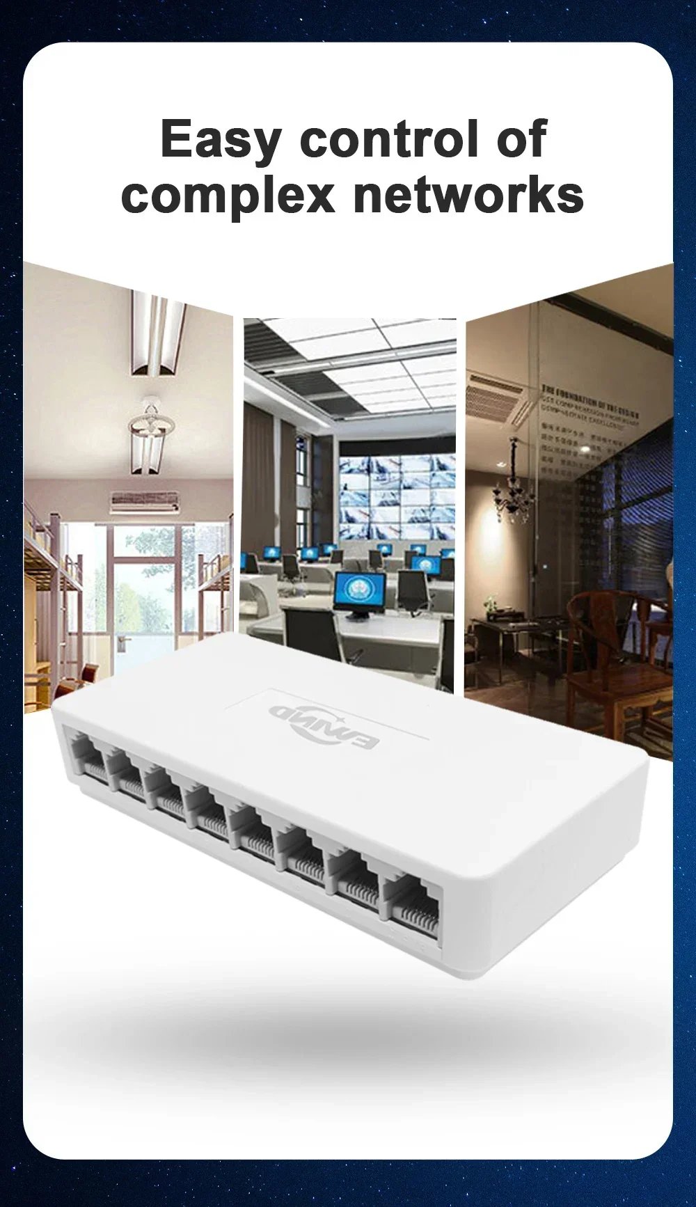 Se2b3cc13ec9a45d0ac5a63a51d55e595W Ethernet Switch 10/100/1000Mbps 8 Ports Desktop Gigabit Network Switch Adapter Fast RJ45 Port Ethernet Switch Auto MDI/MDIX