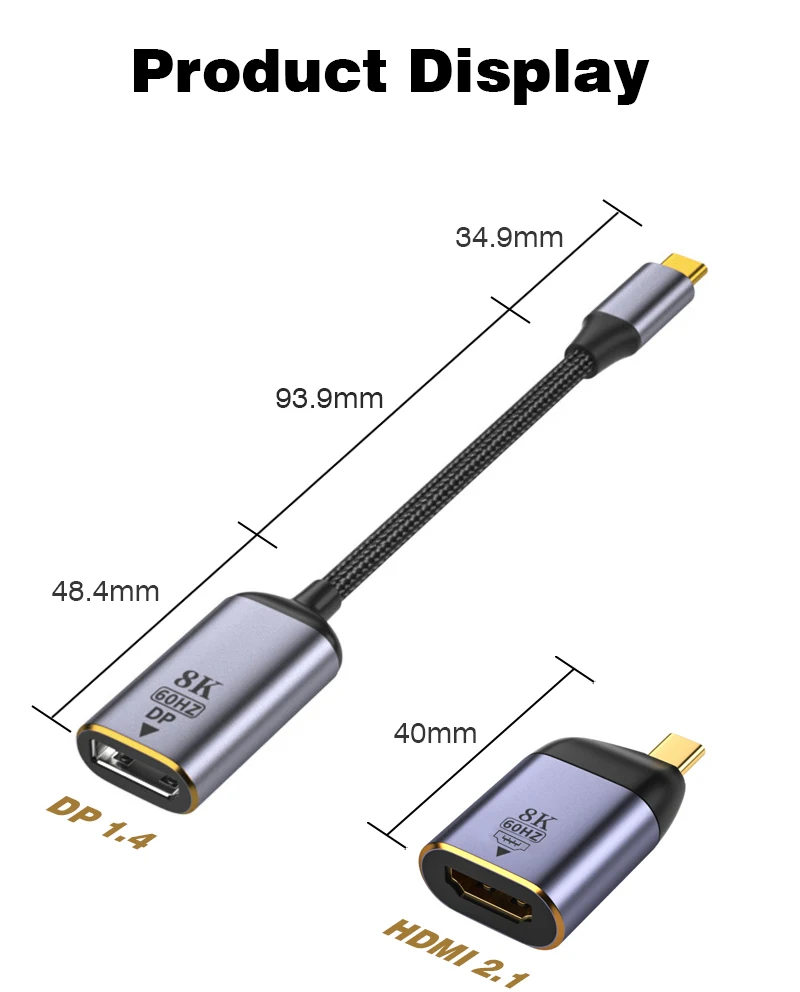 Se4827f2319bc4f549761ffd419bcc225M USB Type C To HDMI-Compatible 8K USB C to DP DisplayPort miniDP 4K VGA Adapter For Laptop MacBook TV Box PS5 Switch iPad Galaxy