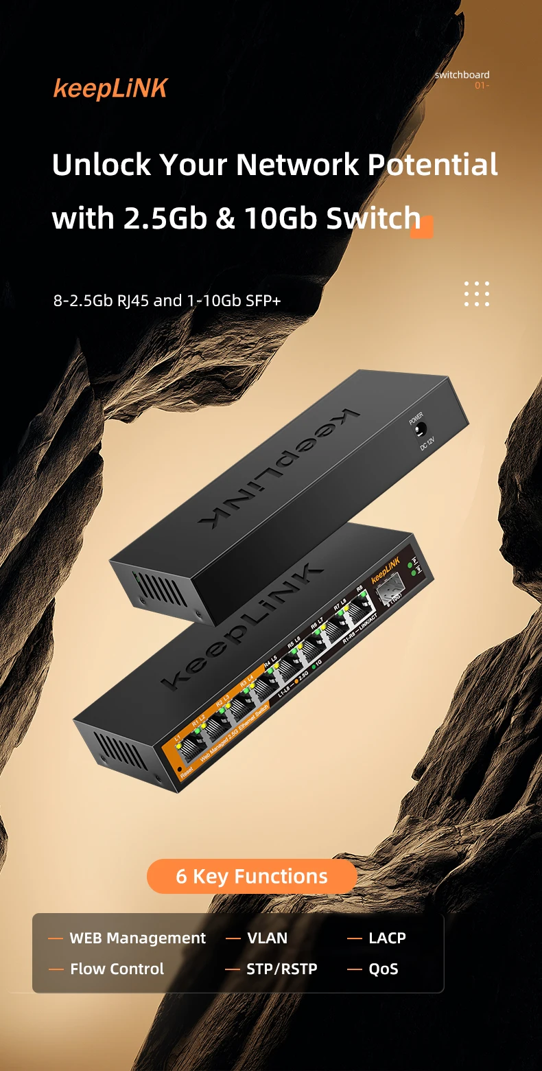 Se48fd82f07004a15b5cec0d49dde3b827 KeepLiNK 9-Port Multi-Gigabit Managed Ethernet Switch with 8-2.5Gb Ports and 1-10Gb SFP+ Uplink