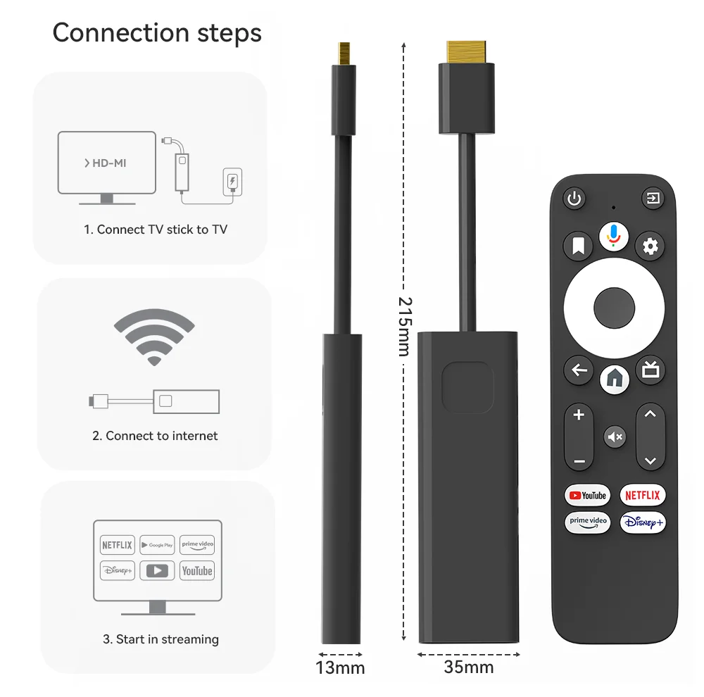 Se5f9d0033c9b4a0692981ad68167b94cS GD1 google Certified genuine netflix 4K Smart Android TV Stick with Amlogic S905Y4 2GB+16GB Support App update version Chile,US