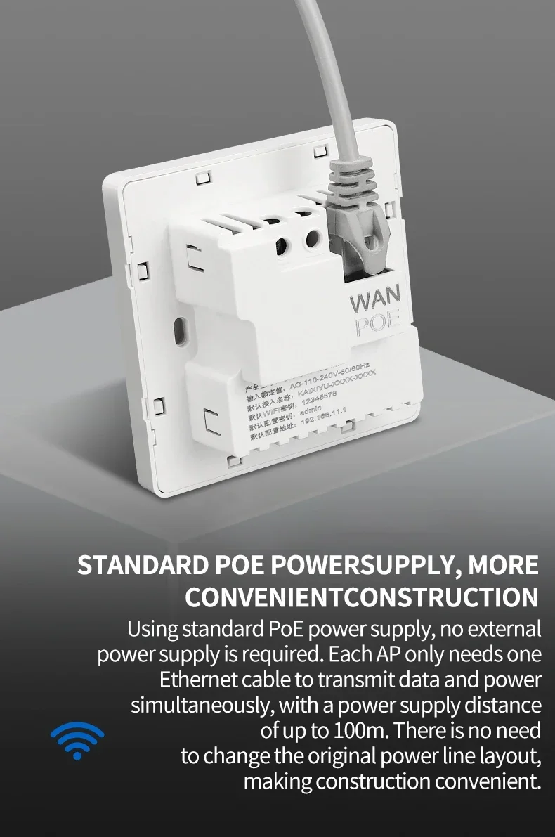 Se695809c85af4484820ad263e6e0440ei POE Power Supply WIFI Router 1000Mbps Wireless repeater extender power AP Relay Smart 5G Ethernet In Wall Routers Embedded Panel