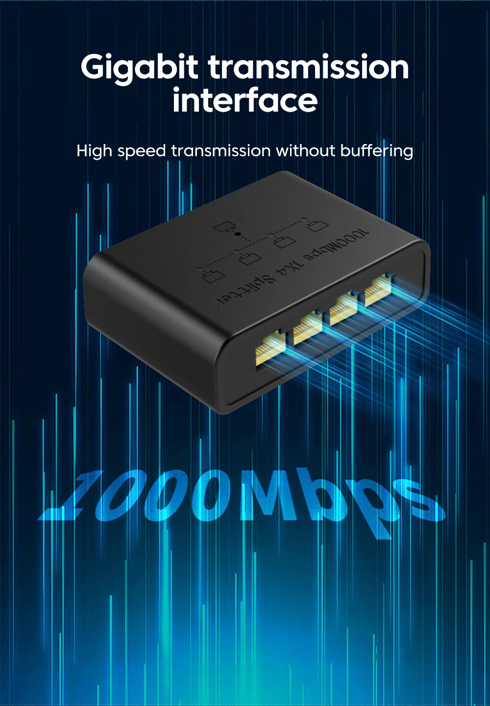 Se7d9a5ae122548c4a9fe0bc4d9491357z 4 in 1 Network Switch 10/100/1000Mbps Ethernet RJ45 Port Wire Network Signal Transmission Switch For Computer Router Internet TV