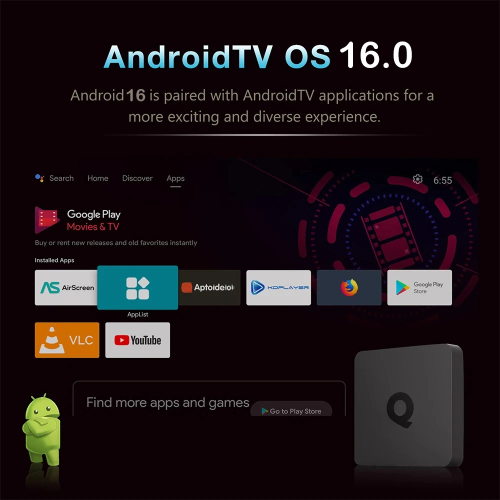 Seab4ce16ccff4aeba4bd1fd99aacedb6W Q1 8GB 128GB Android 16 TV Box Allwinner H313 Quad Core 5G Wifi 8K Google Player Youtube Voice Media Player 4GB 64GB Set Top Box