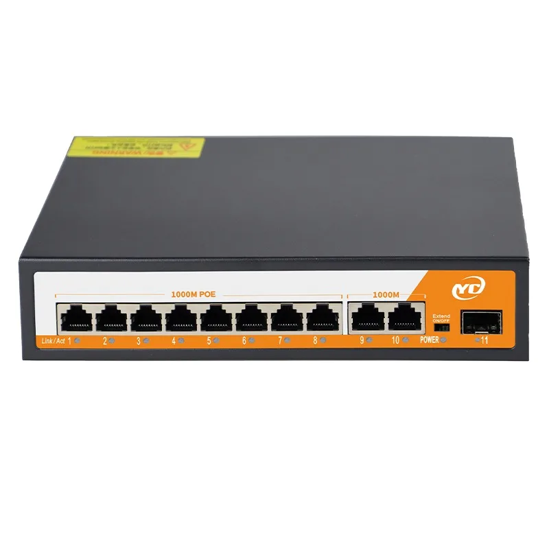 Seb09a7a9c54f4312914042f725871328A New 11-Port Gigabit POE RJ45 SPF Ethernet Switch with for 802.3af/at Uplink Unmanaged Plug and Play,for IP Camera/NVR