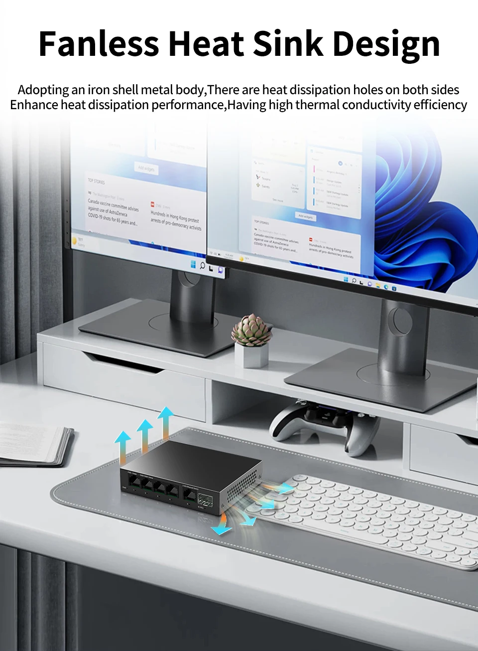 Seb300e534ba74311a9ae8afd230ad9816 Switch Ethernet 5 ports 2.5GbE non administrable, 2.5 Gbps, 1 port SFP+ 10 Gb, homelab, plug and play
