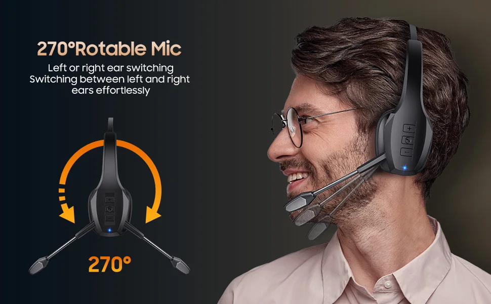 Sec806b99aa2a4a48b4a45519bd554bdf0 Trucker Bluetooth Headset, Wireless Headset with Mic, Bluetooth Headsets with Dual Noise Cancelling Microphone & Mute Button