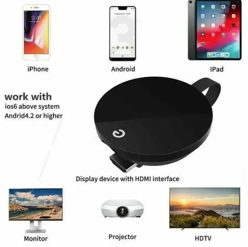 Sec8b223ccd9f448281b0a10c8cbf57eeq Chromecast Google Wireless WiFi mirascreen HDMI-compatible HD Display Dongle Media Streaming Video tv Smart Home For ios/Android