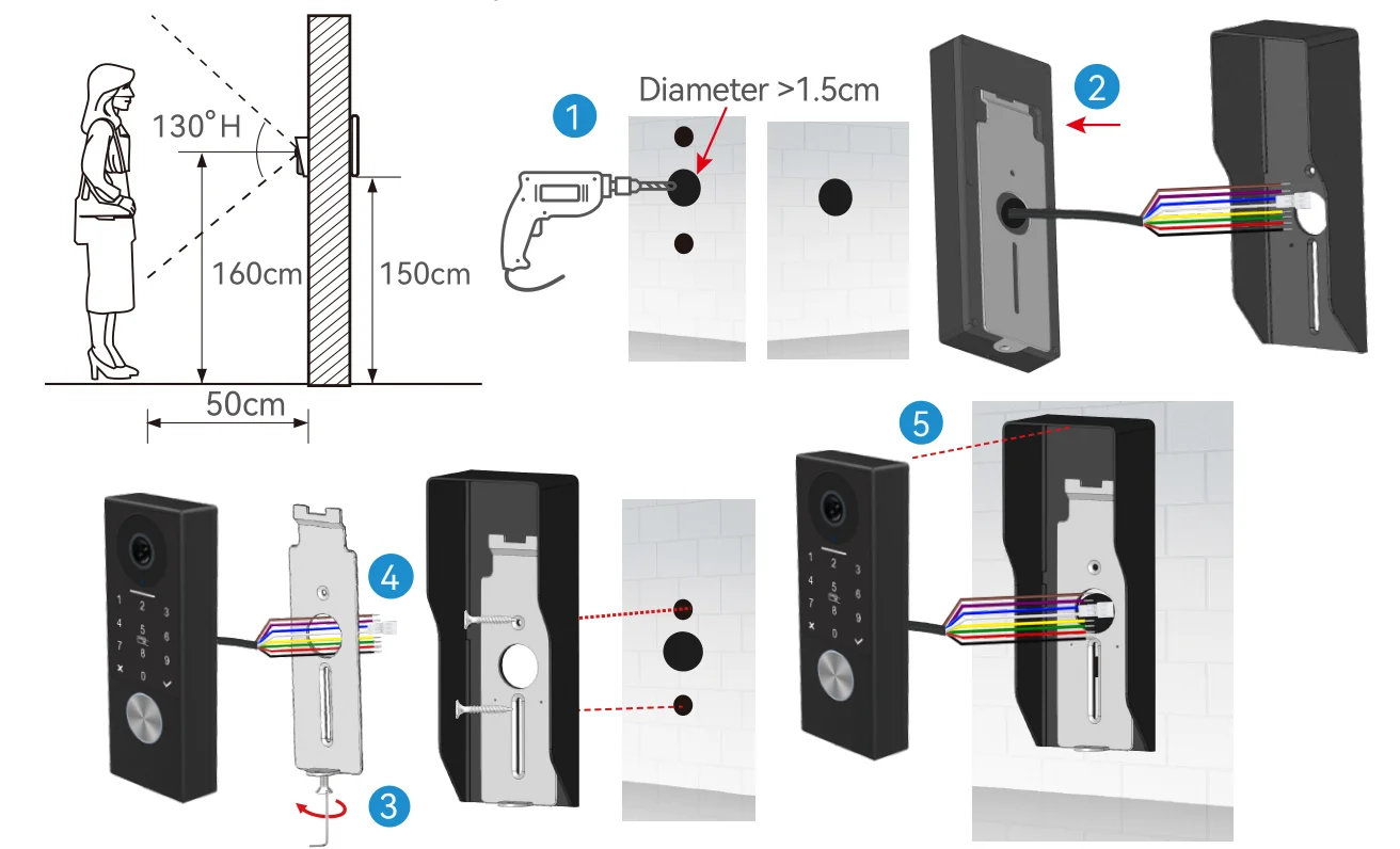 Sed121adc0d924312ba129f86b242f05fU 2-Wire TUYA Smart Video intercom doorbell 1080P Waterproof Camera 5G Wifi 7/10inch Touch Screen Support Password Inductive Card