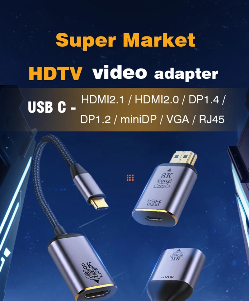 Sedc6ccd55c7f4477bf13899e69e564216 USB Type C To HDMI-Compatible 8K USB C to DP DisplayPort miniDP 4K VGA Adapter For Laptop MacBook TV Box PS5 Switch iPad Galaxy