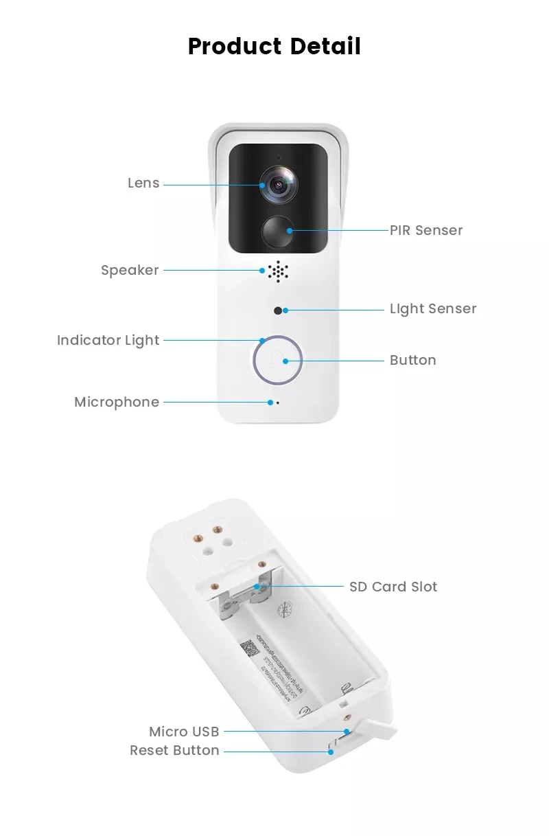 Sef398b44add049bbabbd21af3c7dcb38Y 5G 2.4G WiFi Video Doorbell 1080P Tuya Smart Outdoor Wireless Intercom Waterproof Wireless Camera Ringing Bell