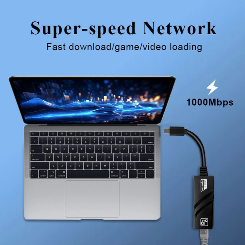 Sf1363c73327a42c0ac18f8f446e510d7W 10/100/1000Mbps USB 3.0 Wired Network Card USB to RJ45 Type C to RJ45 LAN Ethernet Adapter for PC Macbook Windows Laptop