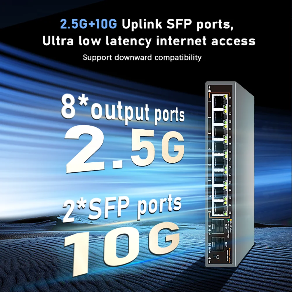 Sf28530fd7e034463a5f8f91e78fca4560 8+2 Ports 2.5G Ethernet Network Switch 2500BASE-TX Switch with 2*10G SFP Port for IP Camera/CCTV Security
