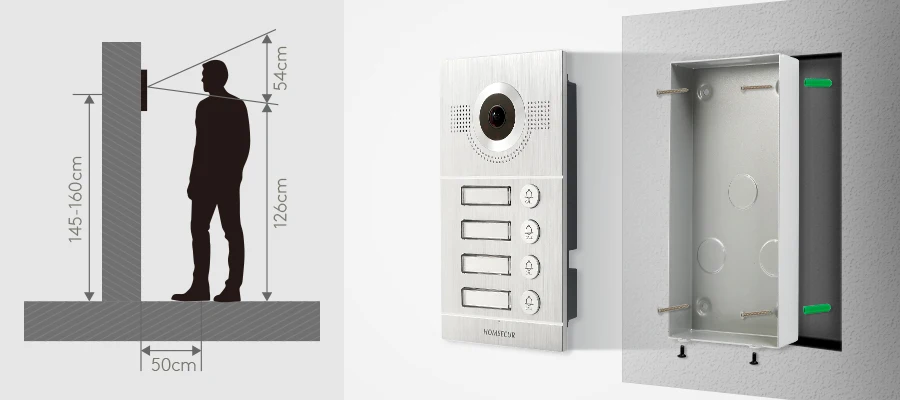 Sf4a2eb7ce6804d139963e106396257deT Waterproof 170° B12DF-S Outdoor Unit For HDK 4-Apartment Video Door Phone Set