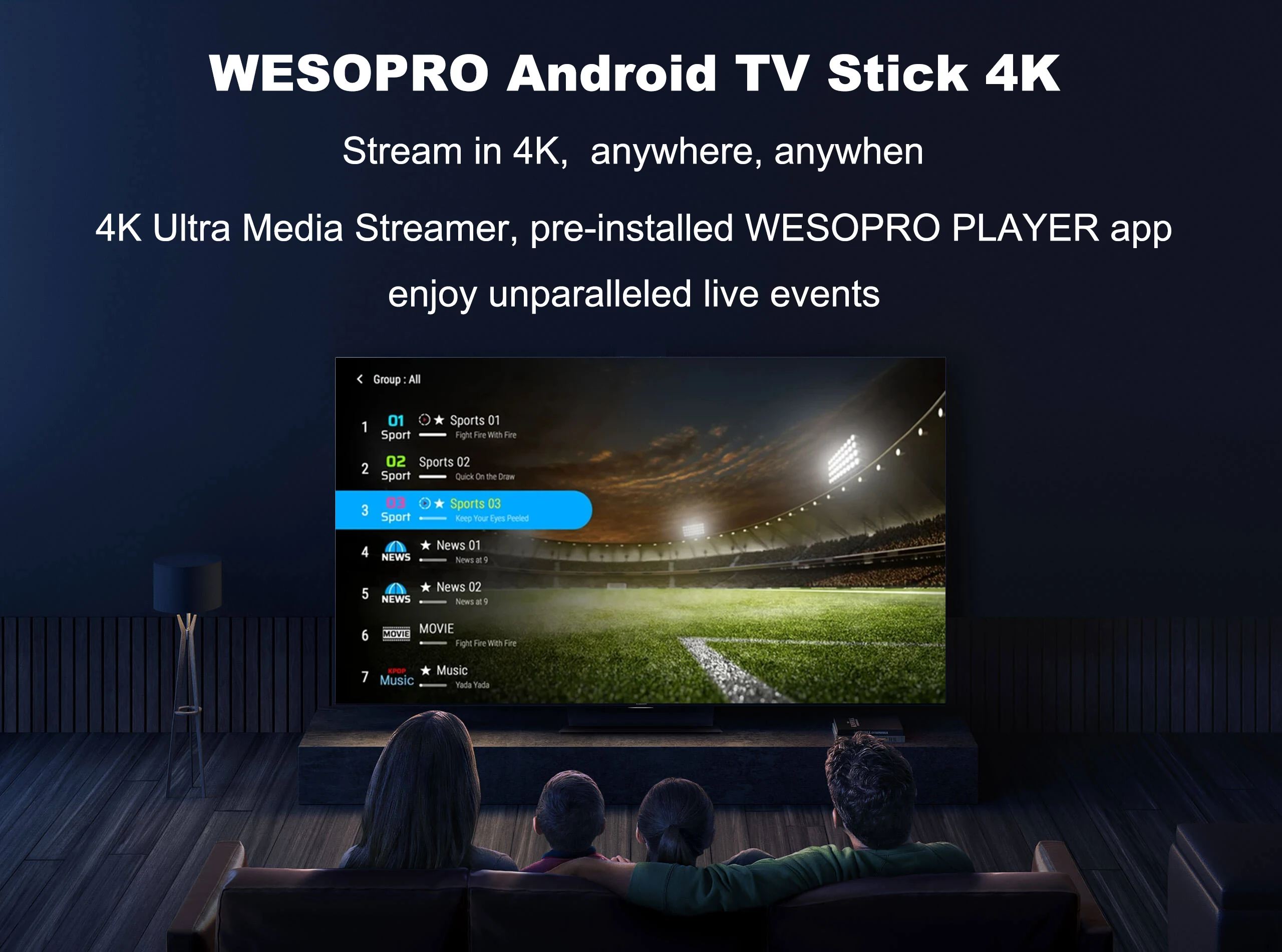 Sf736fdefac4b46f98076f3d482d59886Q WESOPRO TV Stick 1GB RAM 8GB ROM RK3518 Quad-Core Android 14.0 Media Player with Wifi6 BT5.0 And 2.4GHz Wireless Remote Control