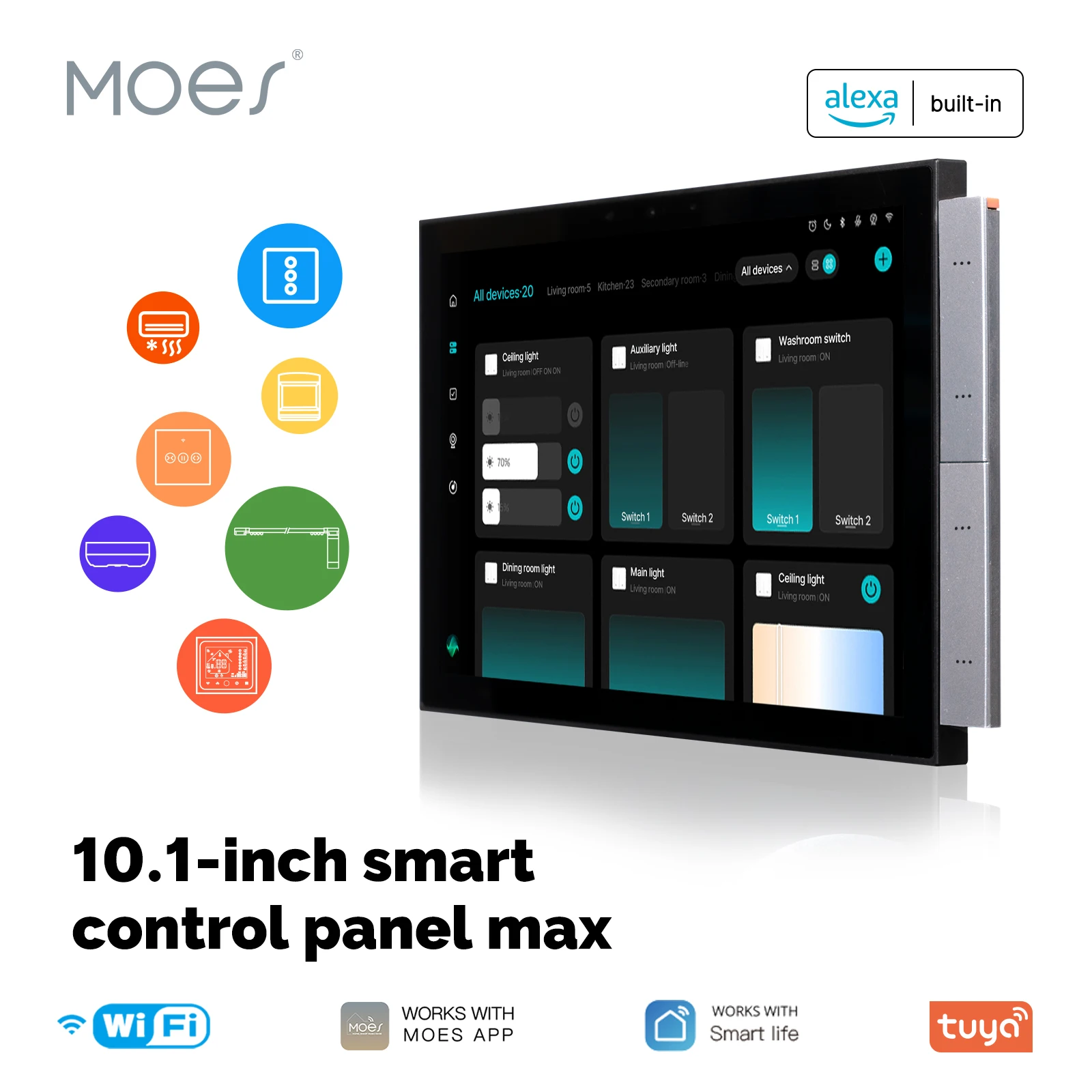 Sf749d857ba2e4329945d5959066f14b8M Tuya Smart Home Control Panel Max 10.1inch Touch Screen with Bluetooth Zigbee Gateway Built-in Building Intercom Compatible