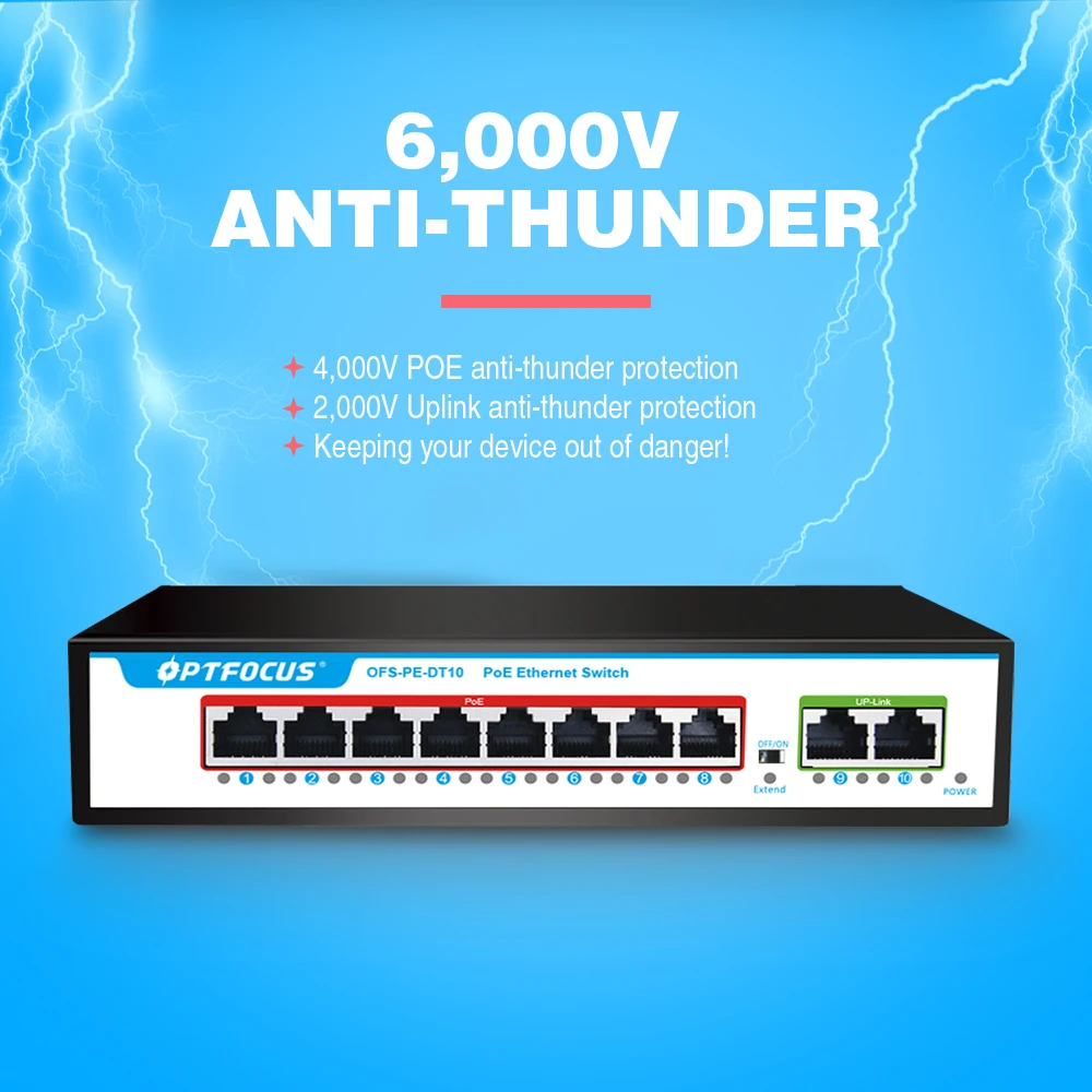 Sf7b4dcab134c4c20beb6dc27d8339910W OPTFOCUS 4 8 Port 48v POE SWITCH Ethernet Managed Gigabit AI Smart Network Switches 1000mbps Fibra Optica Conmutador For Camera