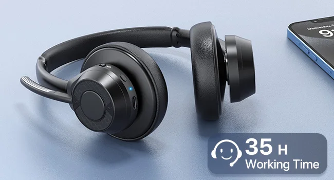 Sf849d5845019406a97f62ebca57a0456H Bluetooth Headset, Wireless Bluetooth V5.4 Headphones with Microphone, Noise Canceling Mic Multipoint Connect Wireless Headset
