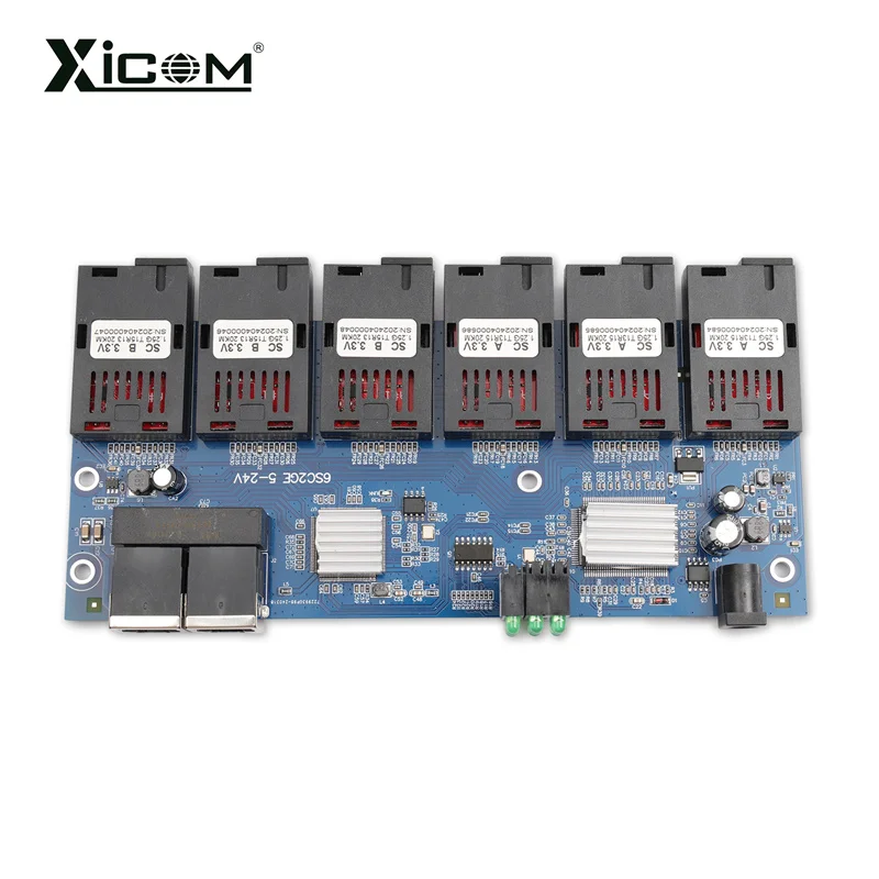 Sfb0a2db815a54b2097c608f70c67e87ea 100/1000M Ethernet Optical Fiber Media Switch Converter Gigabit 6*Fiber Port 2*RJ45 Port FTTH Singlemode Switch Fibra PCBA Board