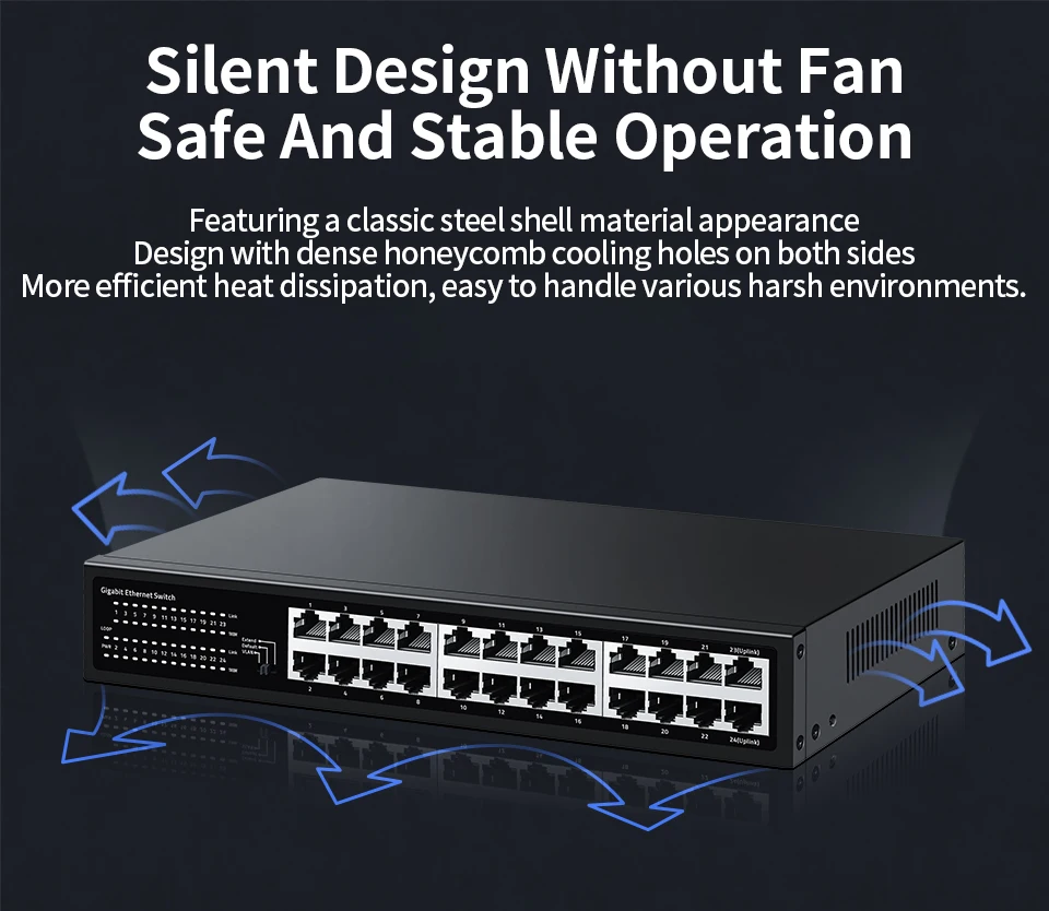 Sfb808d38b538417ba3dc2db67b876929Z HORACO 24 Port Gigabit Ethernet Switch 1000Mbps Network Fast Smart Switcher Hub Internet Splitter with VLAN,QOS,Loop Alarm