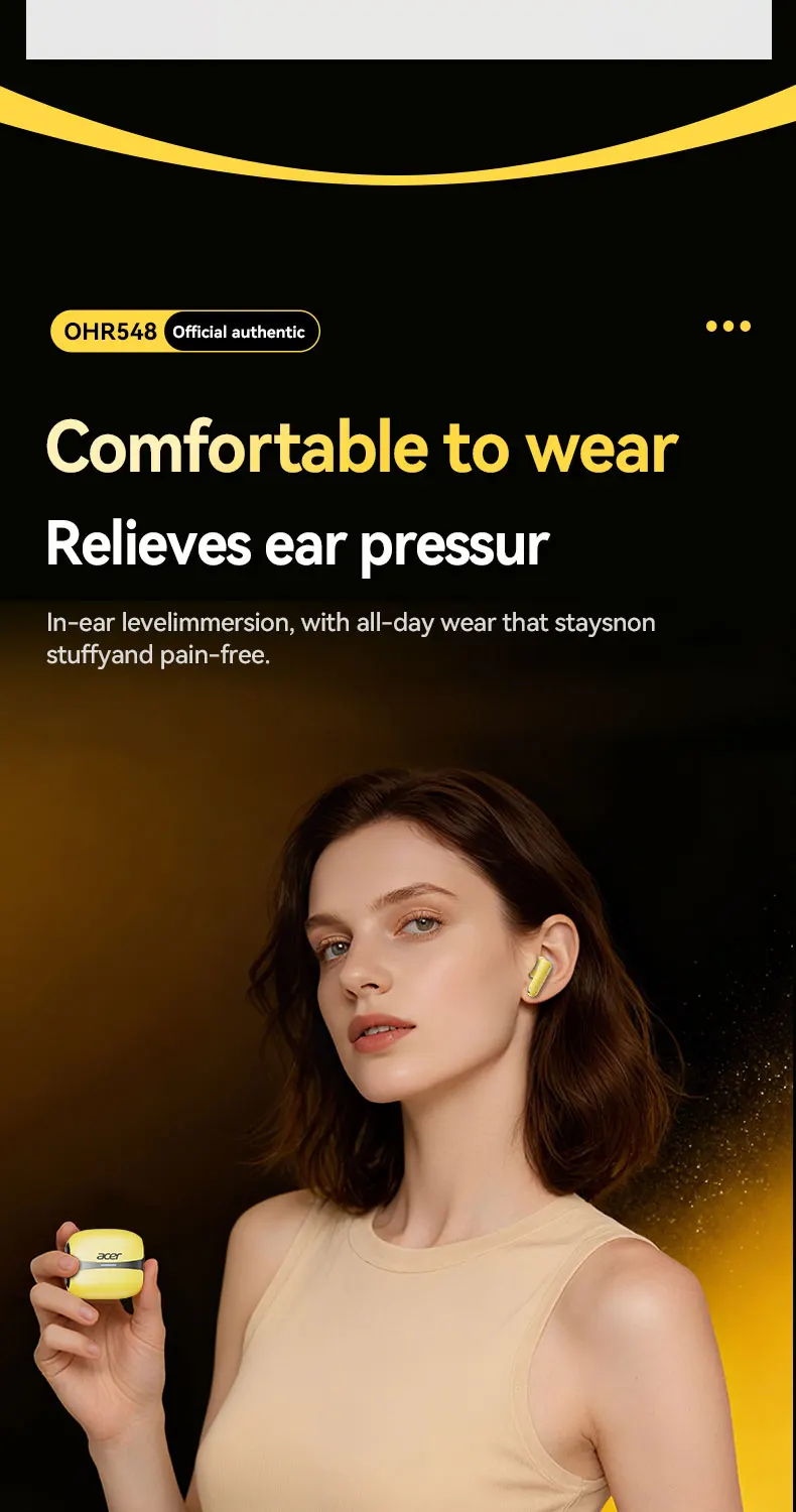 Sfe55b781a307473ba5164fa0292ecb7eJ Acer Ohr548 Wireless Bluetooth Headphones with In-Ear Design, Anc Call Noise Reduction, Charging Case, Stereo Sound Effect, Low Latency for Gaming, Comfortable Fit for Sports, Running, and Fitness